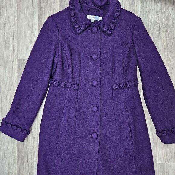 Boden Womens Purple Wool Mid-length Coat Size 6 - Picture 2 of 13